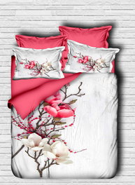 L'essentiel linge de maison Juego Funda Nórdica Doble 108 Rosa y Blanco, Microsatén Poliéster y Algodón, Impresión 3D, 200x220cm